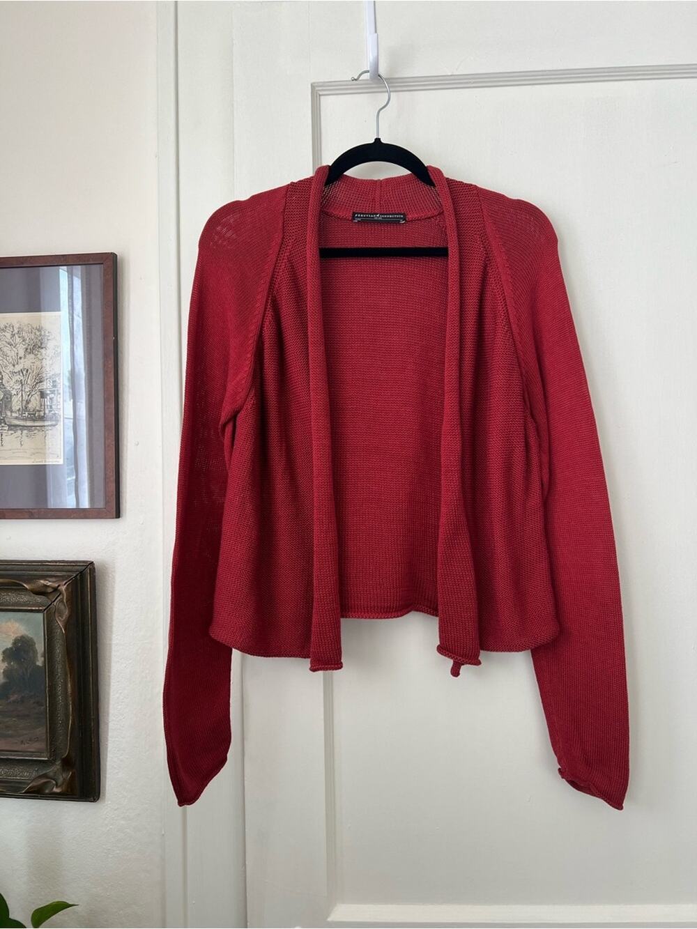 Peruvian Connection Red Open-Front Pima Cotton Cardigan